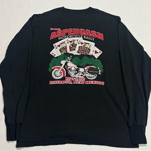 Vintage 1999 Aspencash Motorcycle Rally Black Long Sleeve Shirt